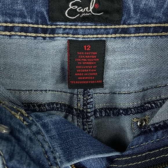 Earl Jeans, 0058, women's straight leg, pocket embellishments, Sz 12 - Picture 2 of 8